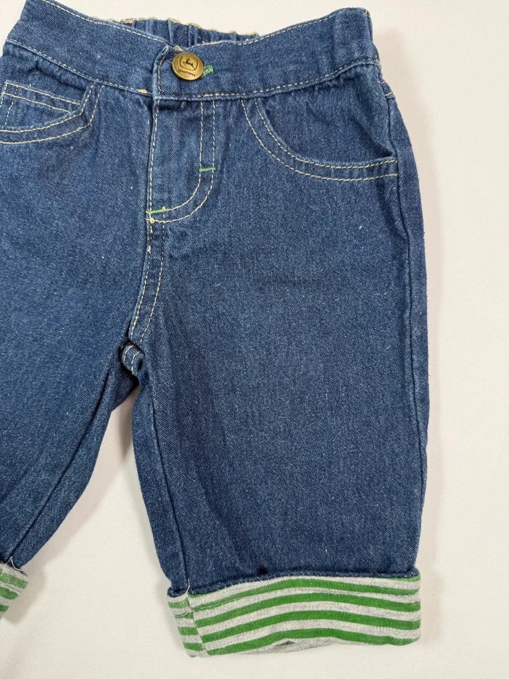 JOHN DEERE Boys Denim Shorts‎ Size 3M Farm Western Tractor Workwear Country